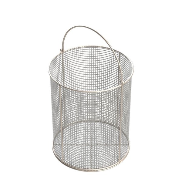 Anysizebasket Round Wire Mesh Basket: 10Dia. x 12H, 304 SS, 3/16 Rod Frame, Mesh: 2 x .063 TMT-100RND120-C02S